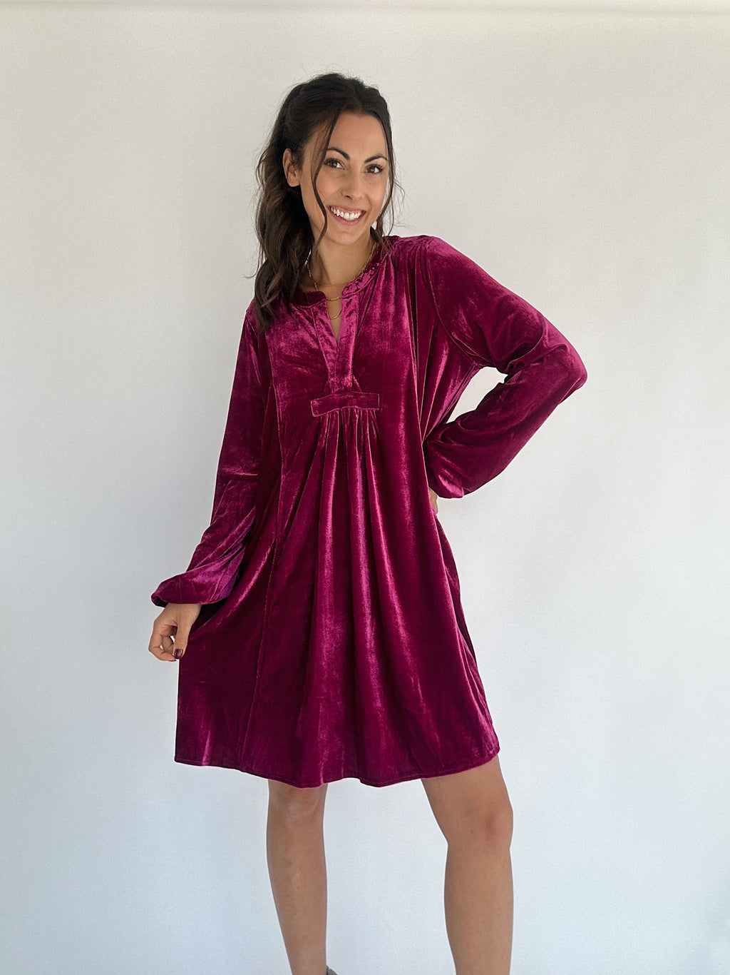 Heaven Sent Velvet Tunic Dress - Orchid