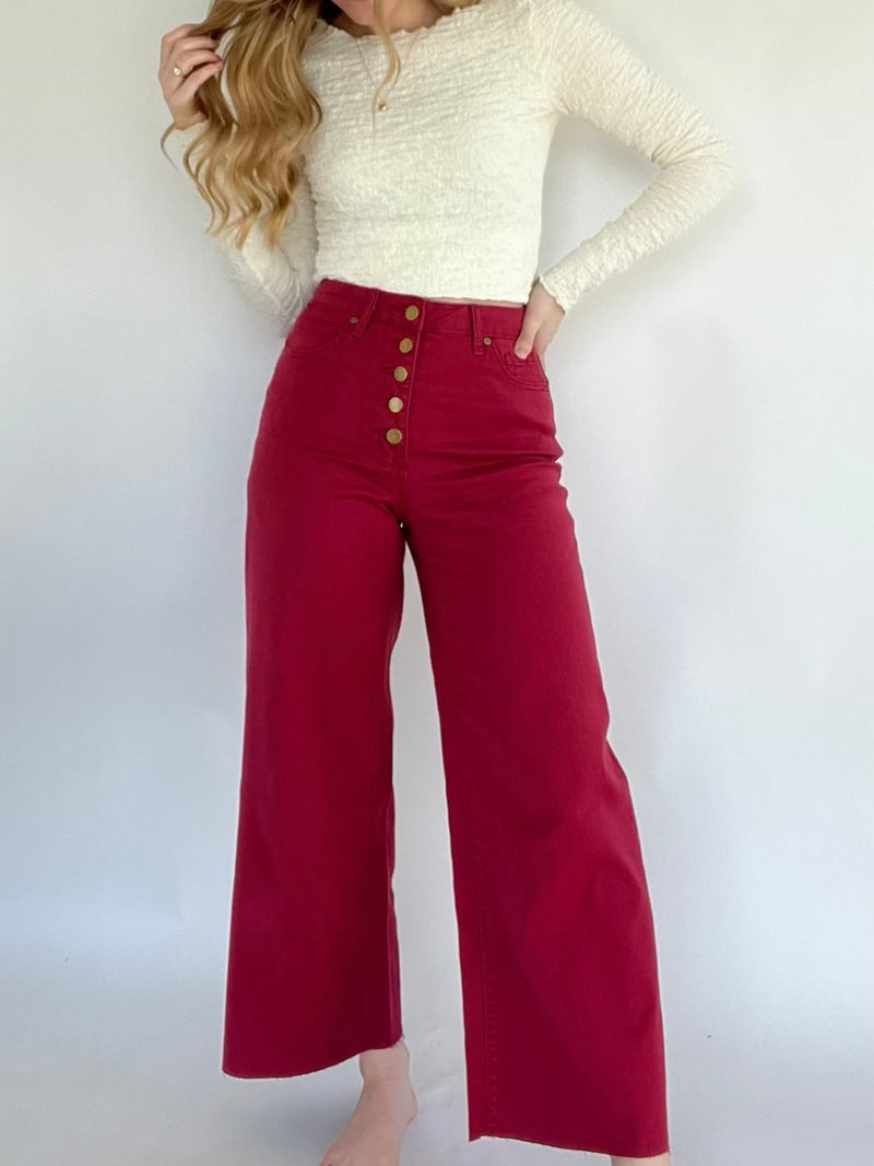 Sunday Stroll Wide Leg Pants - Red