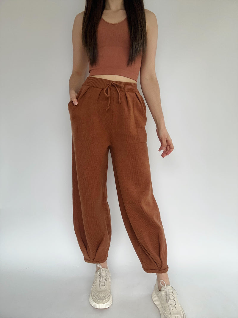 Stay Around Knit Pants - Clay