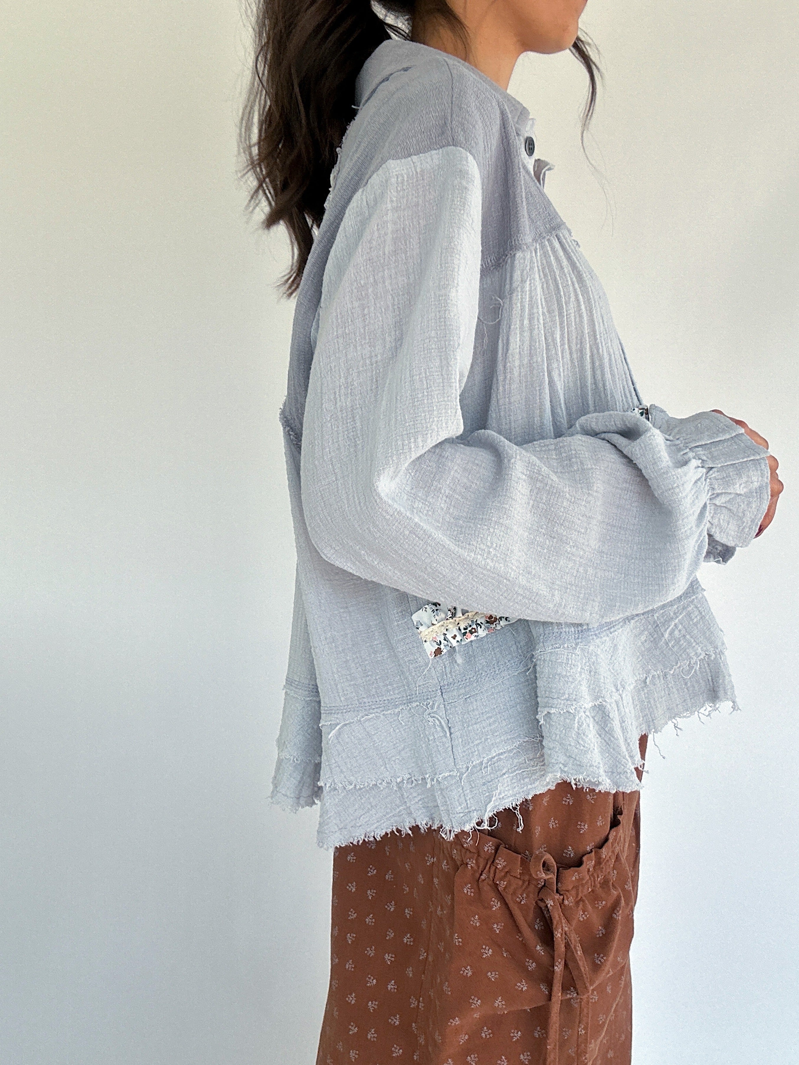 Between Dreams Button Down Top - Pale Grey – Blue Magnolia