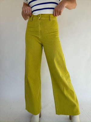 Main Squeeze Wide Leg Pants - Lime