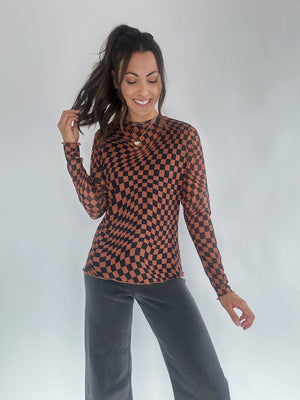 Check Your Attitude Mesh Top - Brown