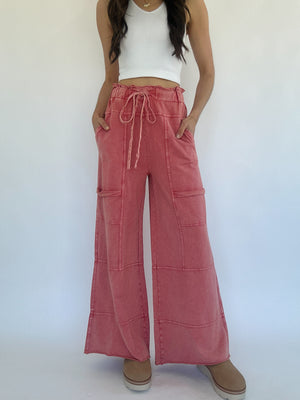 Take The Trip Wide Leg Pants - Tomato