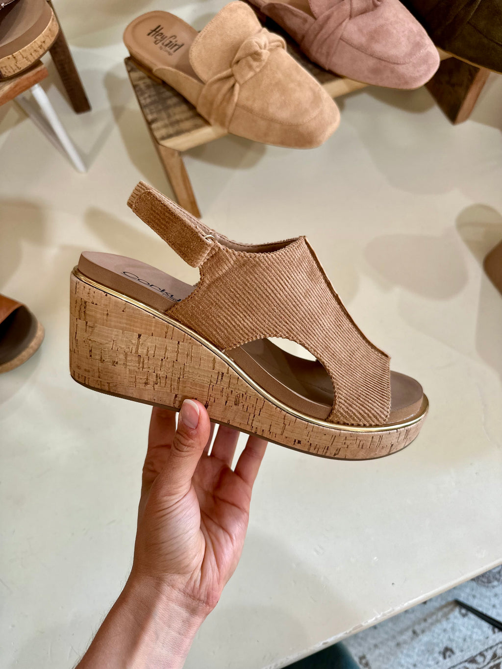 Carley Wedge - Chestnut Corduroy