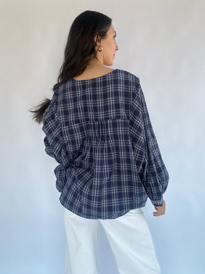 Blameless Plaid Embroidered Top