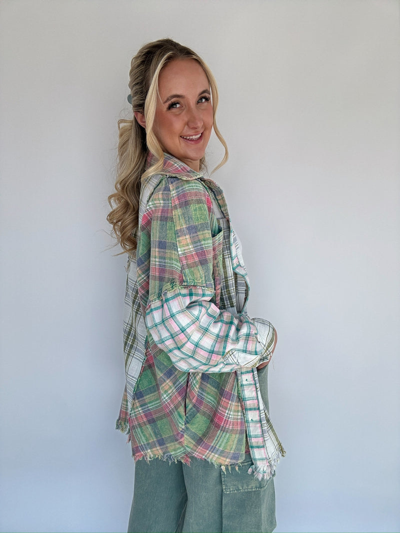 Rockport Mixed Plaid Top - Green
