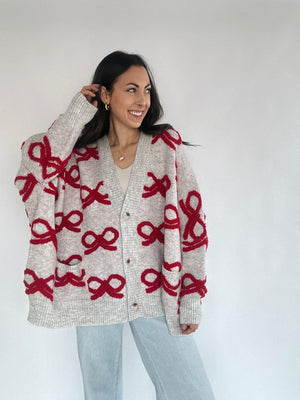 So True Bow Cardigan - Red