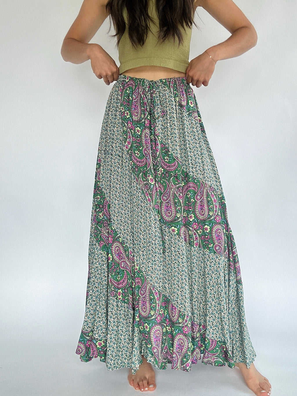 Through Your Lens Maxi Skirt - Green