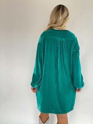 Heaven Sent Velvet Tunic Dress - Emerald