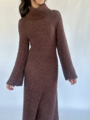 Chelsie Midi Sweater Dress - Brown