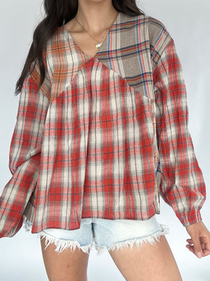 Afternoon Latte Plaid Top - Cinnamon