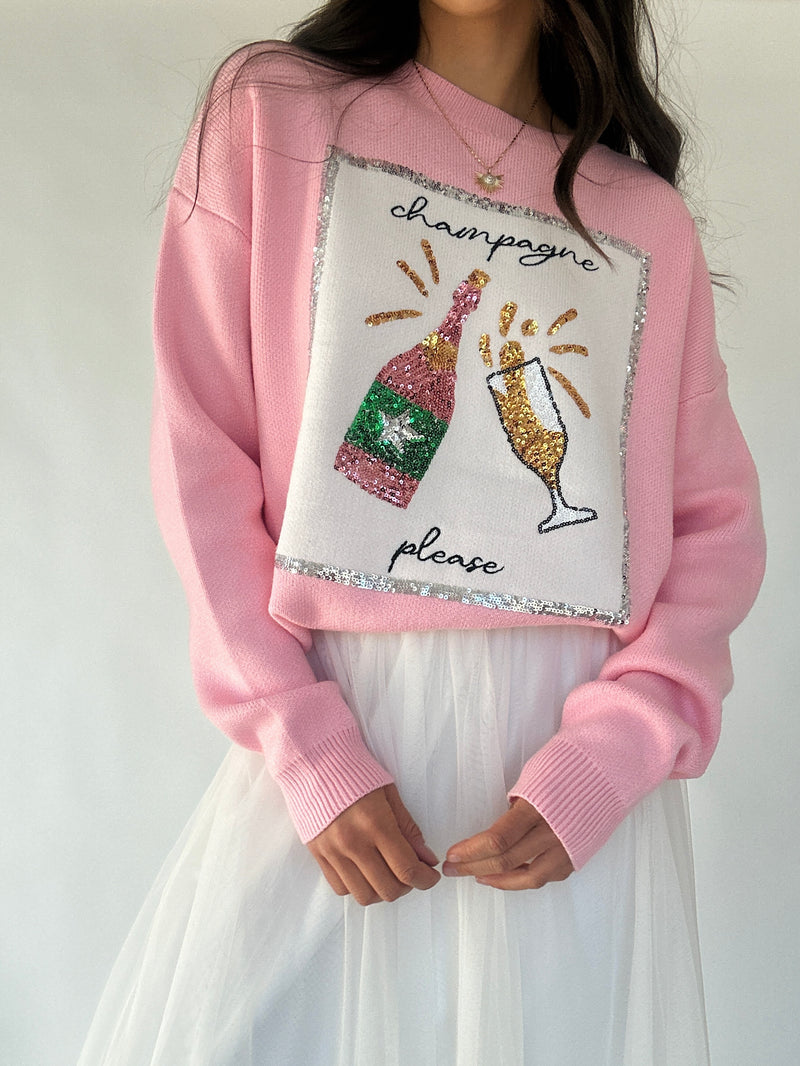 Champagne Bottle Sequin Sweater