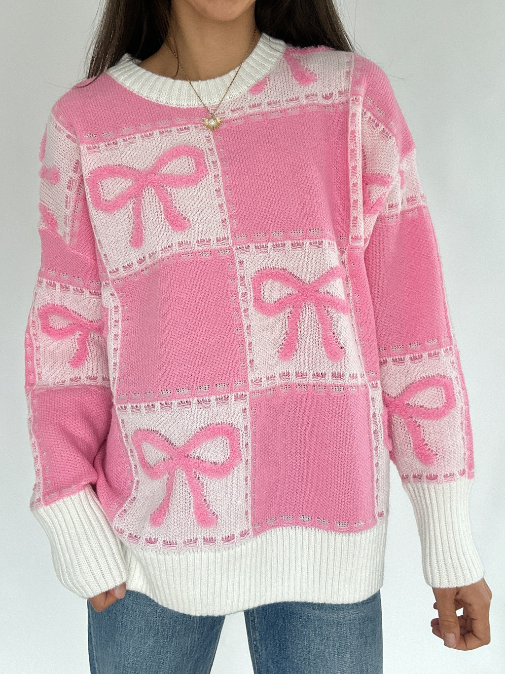 Checkered Bow Sweater