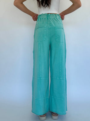 Take The Trip Wide Leg Pants - Atlantis Green