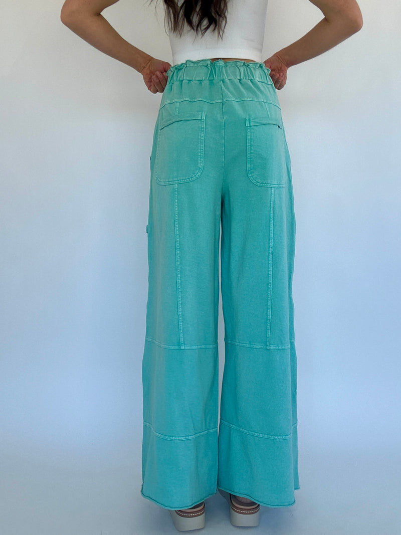 Take The Trip Wide Leg Pants - Atlantis Green