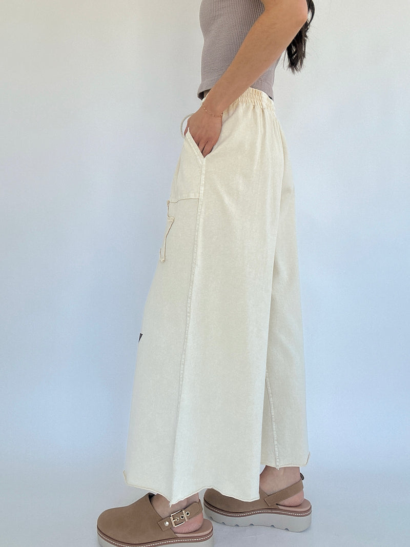 Starred Wide Leg Pants - Ecru