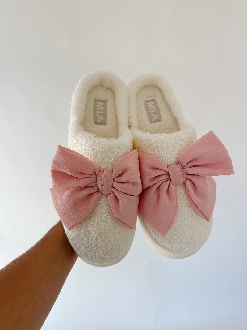 Blush Bow Slippers