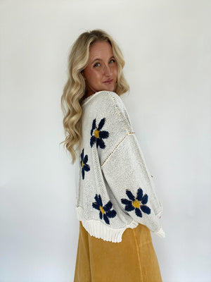 Caught Your Eye Daisy Sweater - Cream