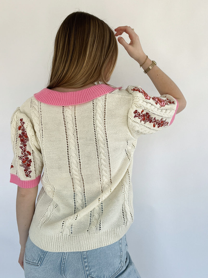 Rosanne Embroidered Knit Top