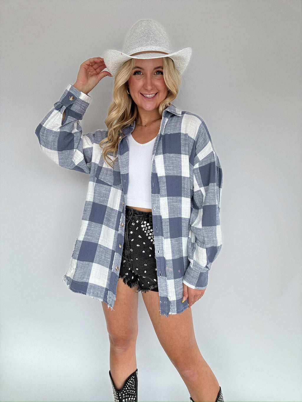 Cowgirls Wild And Free Plaid Top