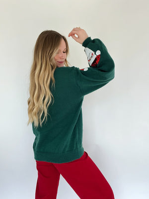 Sequin Santa Sweater - Teal