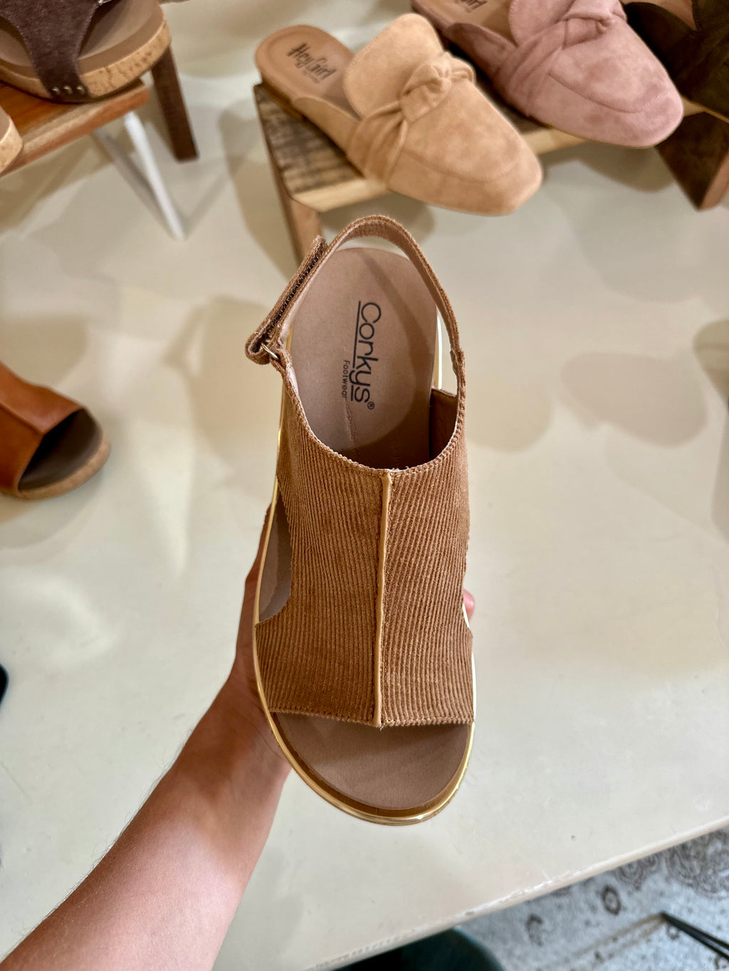 Carley Wedge - Chestnut Corduroy