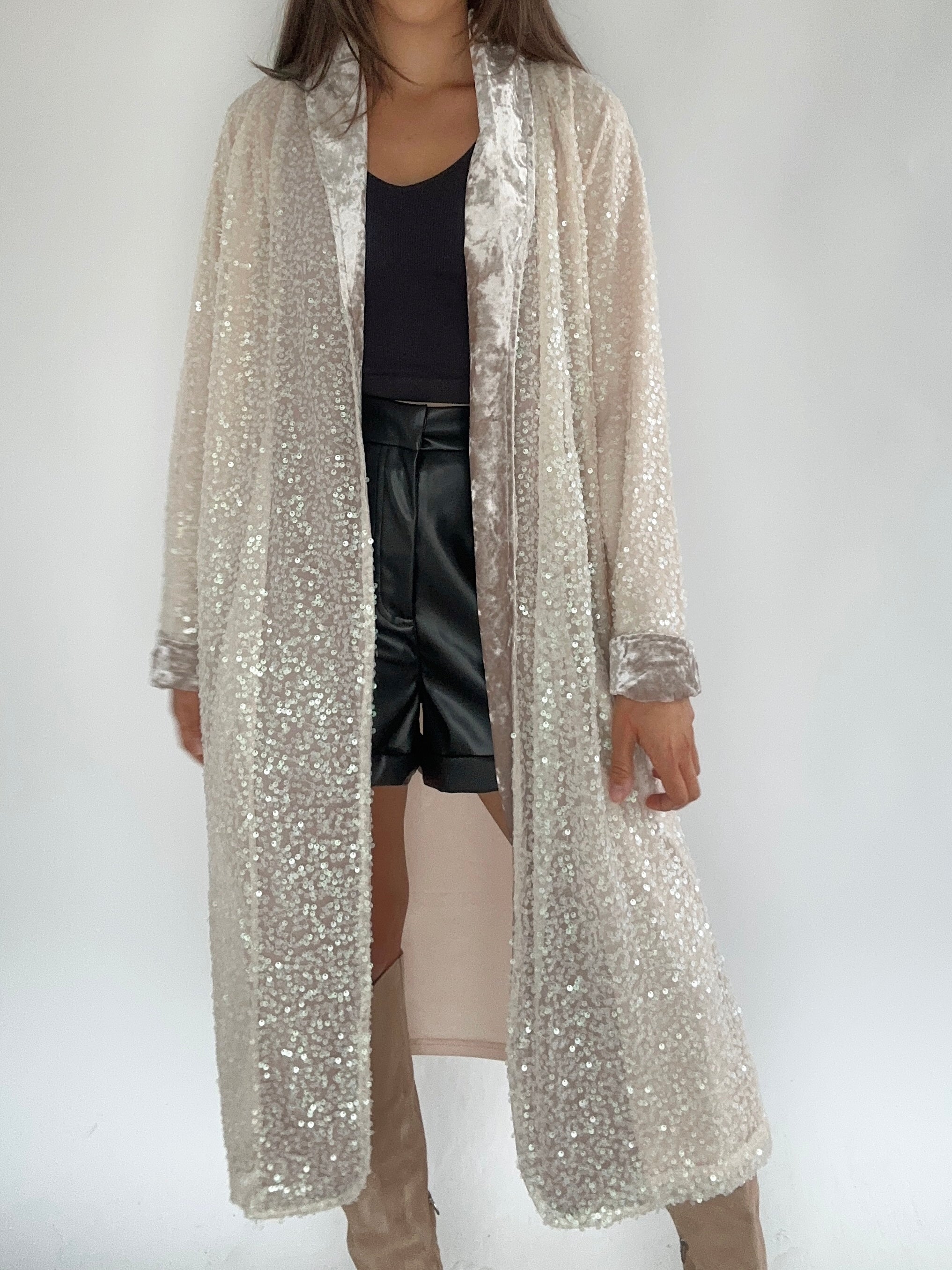 Champagne Nights Velvet Sequin Duster