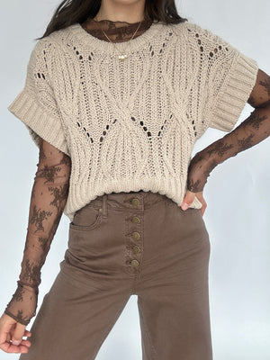 Falling In Lace Top - Brown