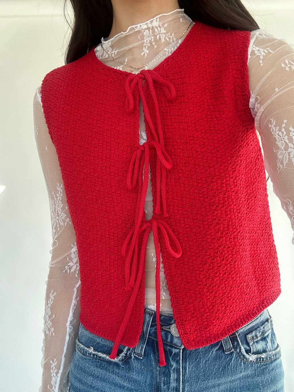 Tied Together Knit Top - Red