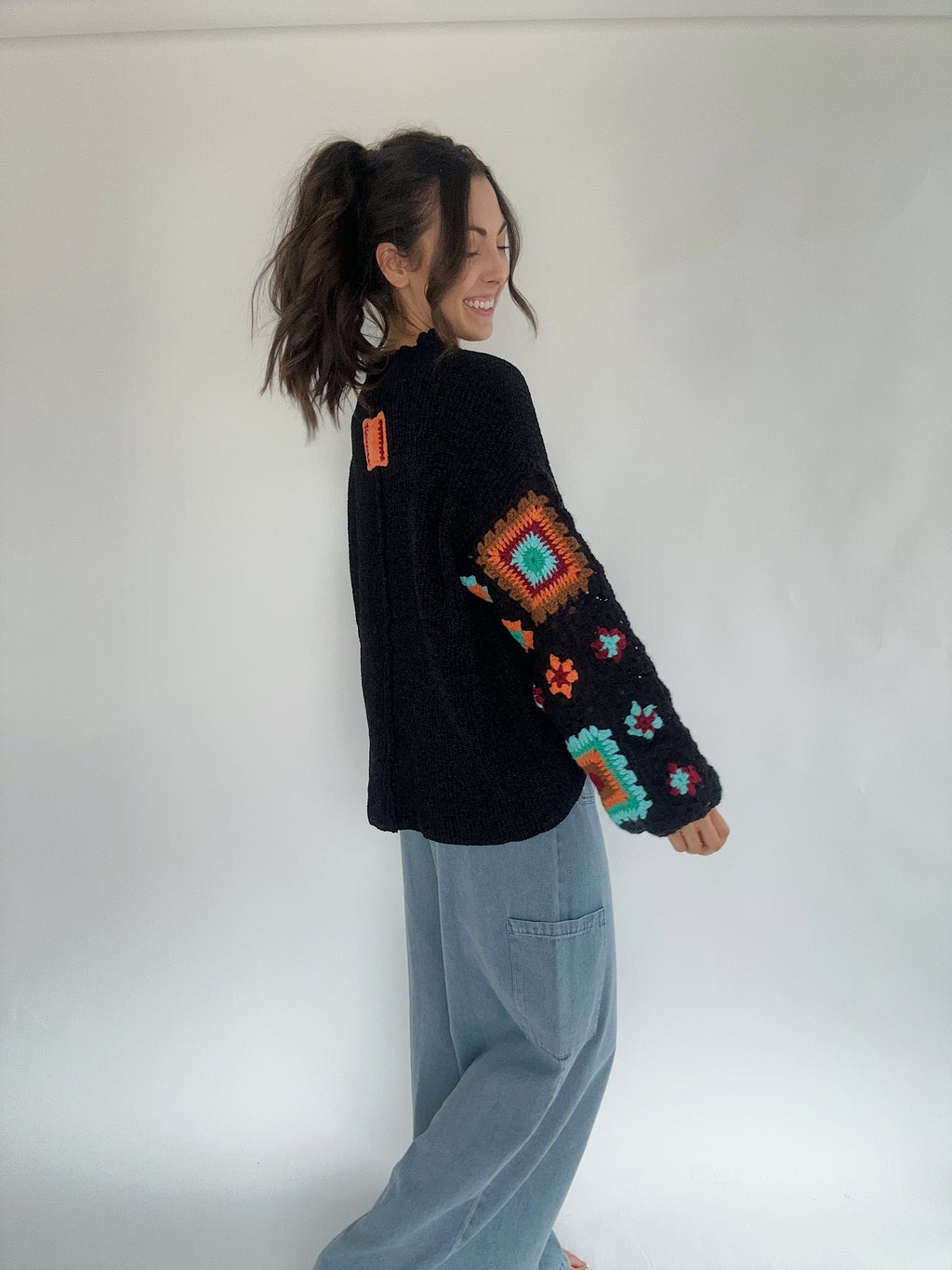 More Time Patch Sleeve Sweater