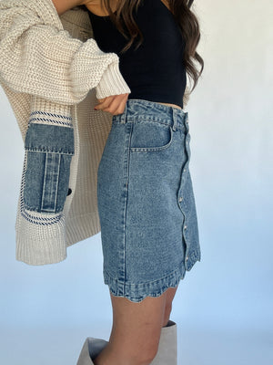 Scallop Denim Mini Skirt