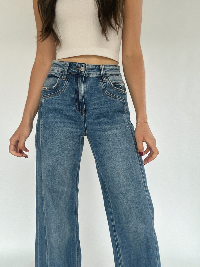 Lori Cuffed Wide Leg Jeans