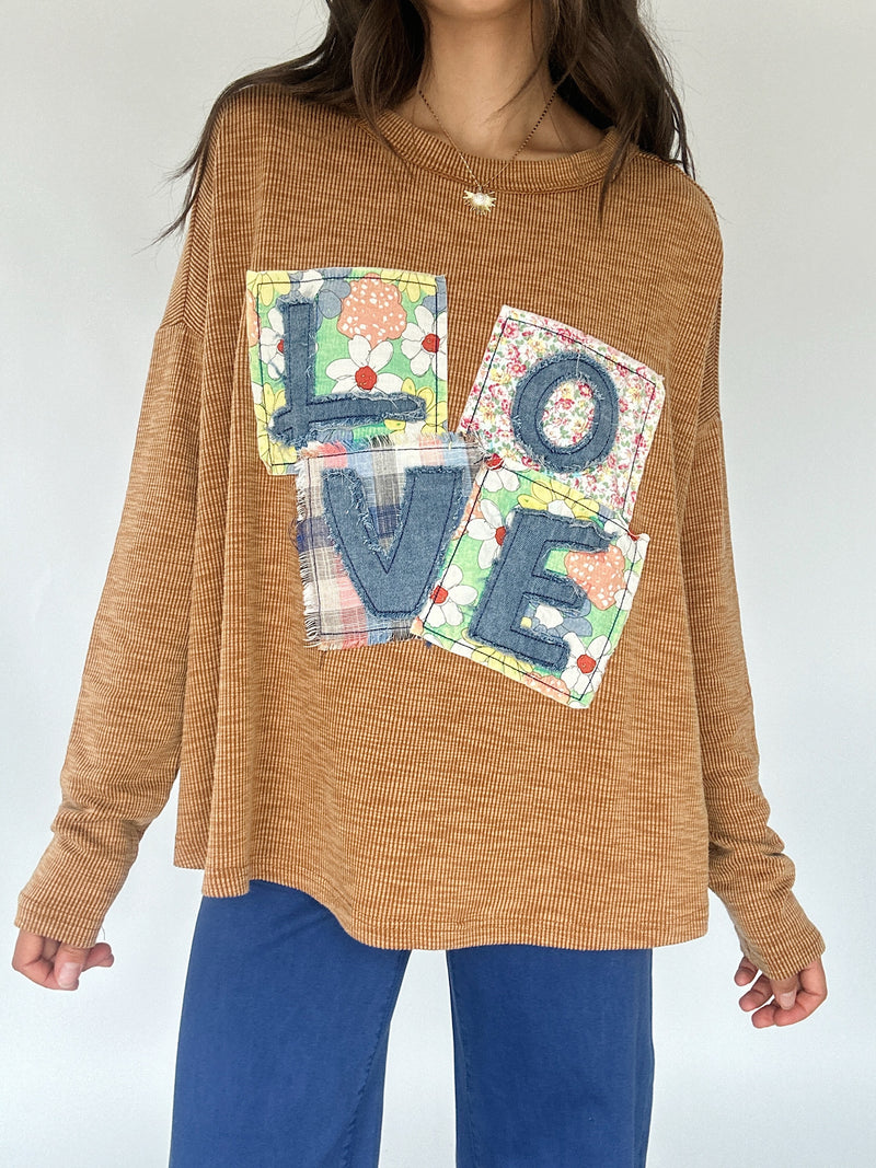 Love Patch Knit Top - Camel