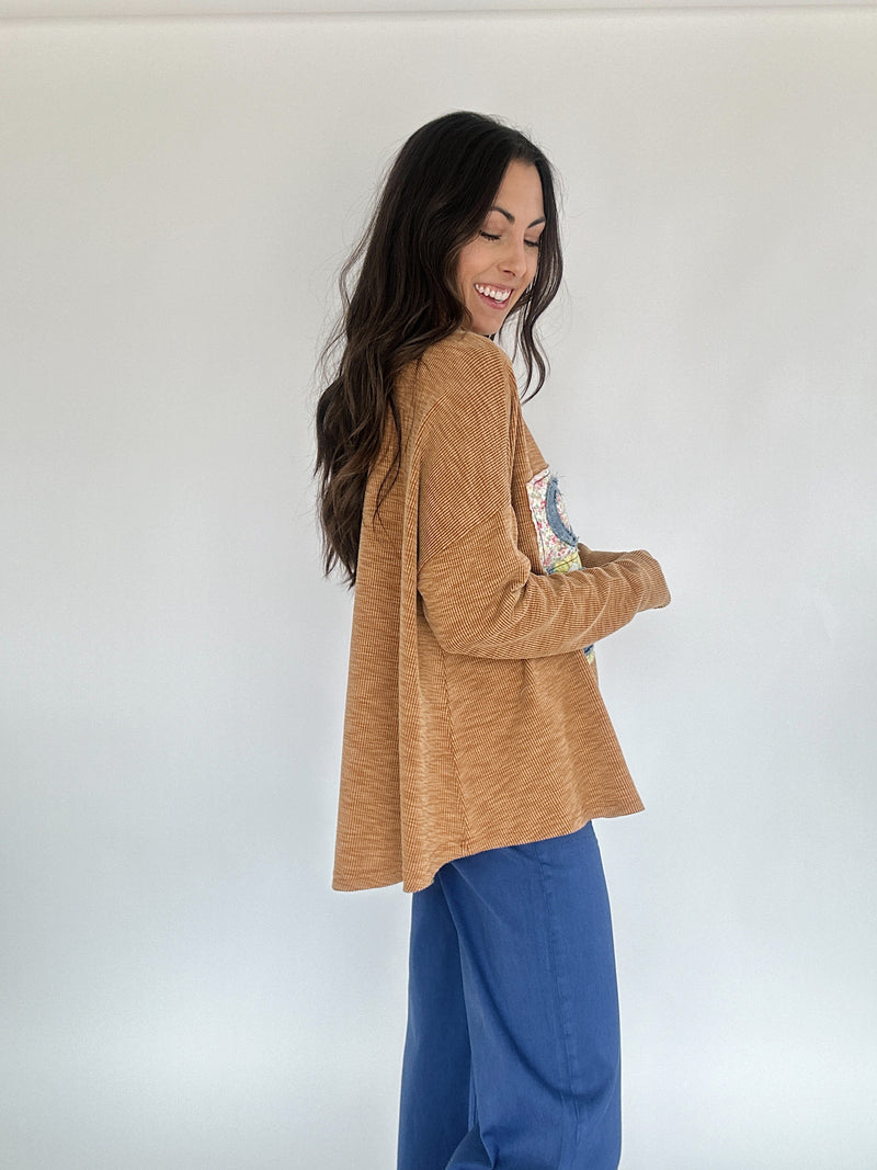 Love Patch Knit Top - Camel