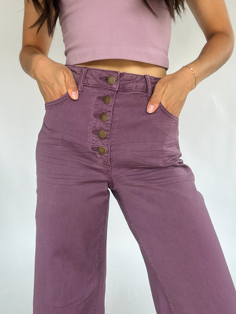 Sunday Stroll Wide Leg Pants - Plum