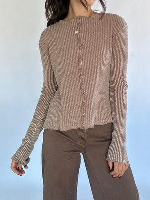 Avalon Rib Knit Top - Mocha