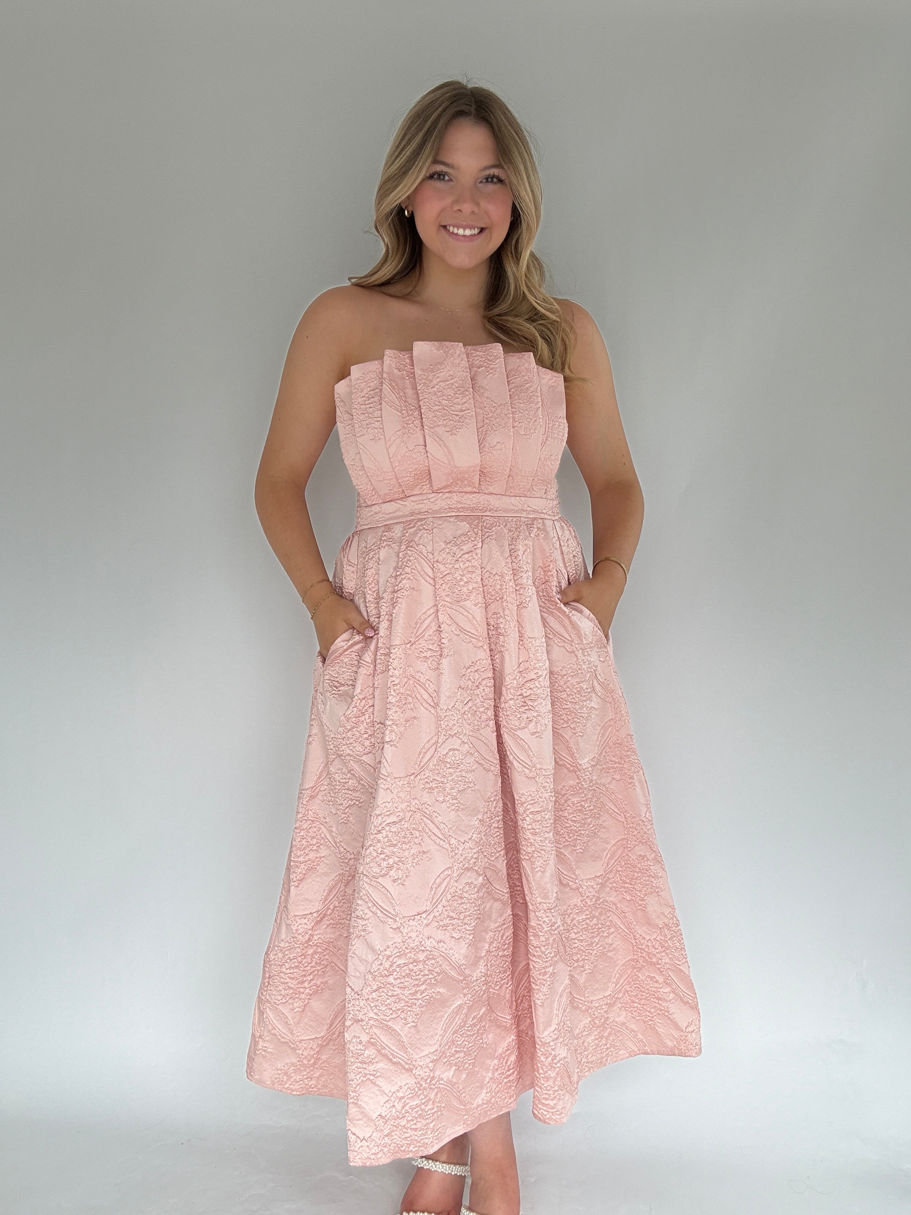 Ruby Strapless Midi Dress - Blush