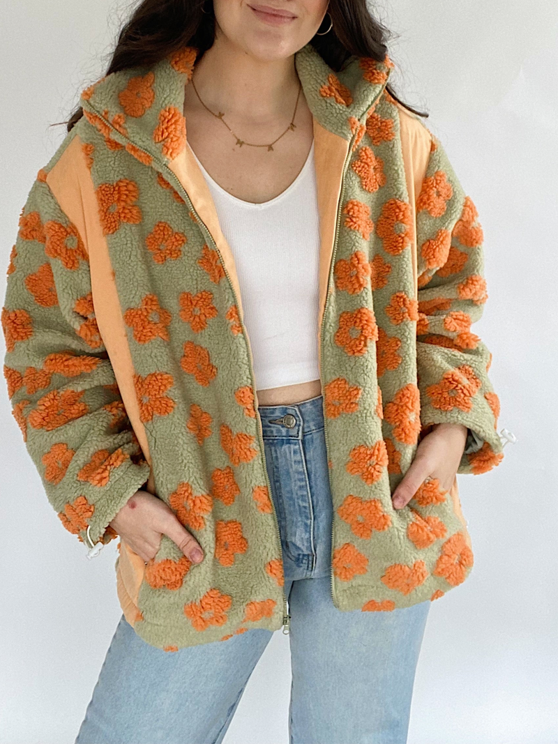 Feeling Good Flower Sherpa Jacket