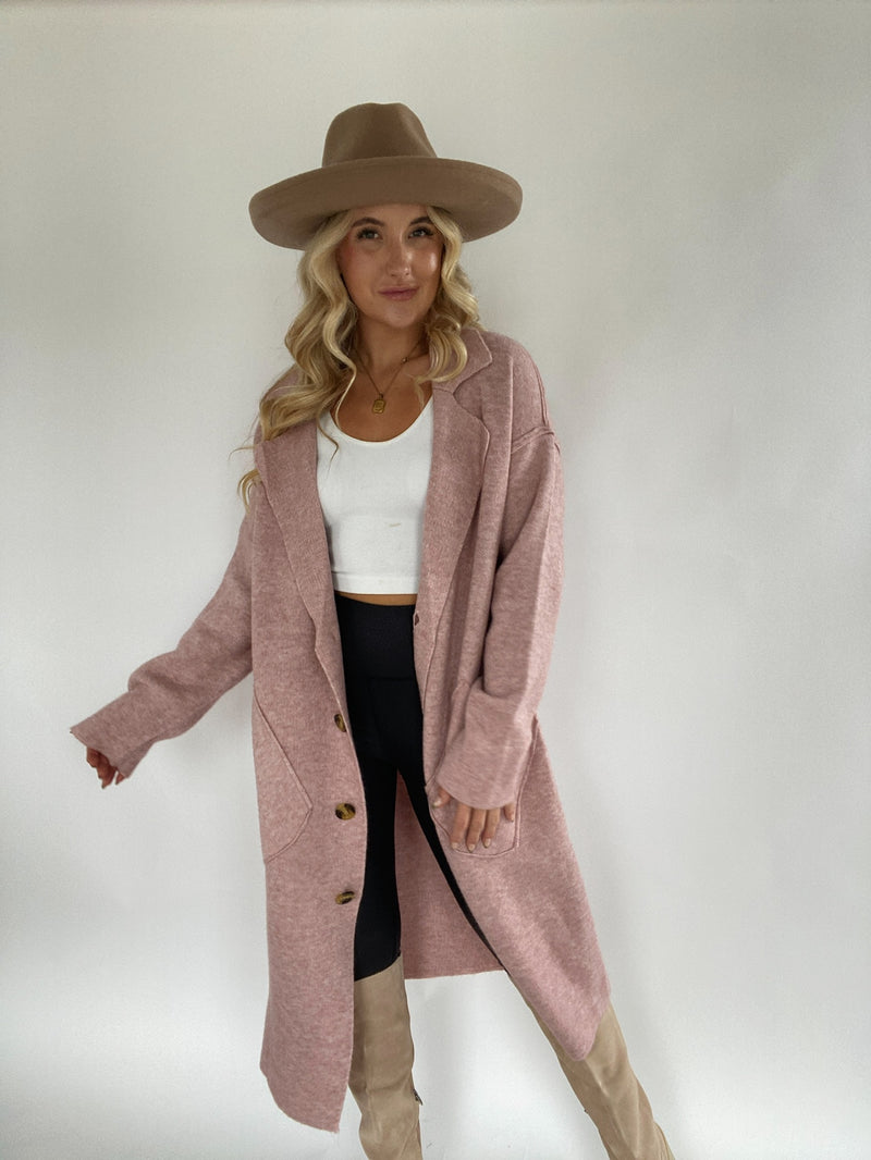 Want You To Know Sweater Coat - Rose