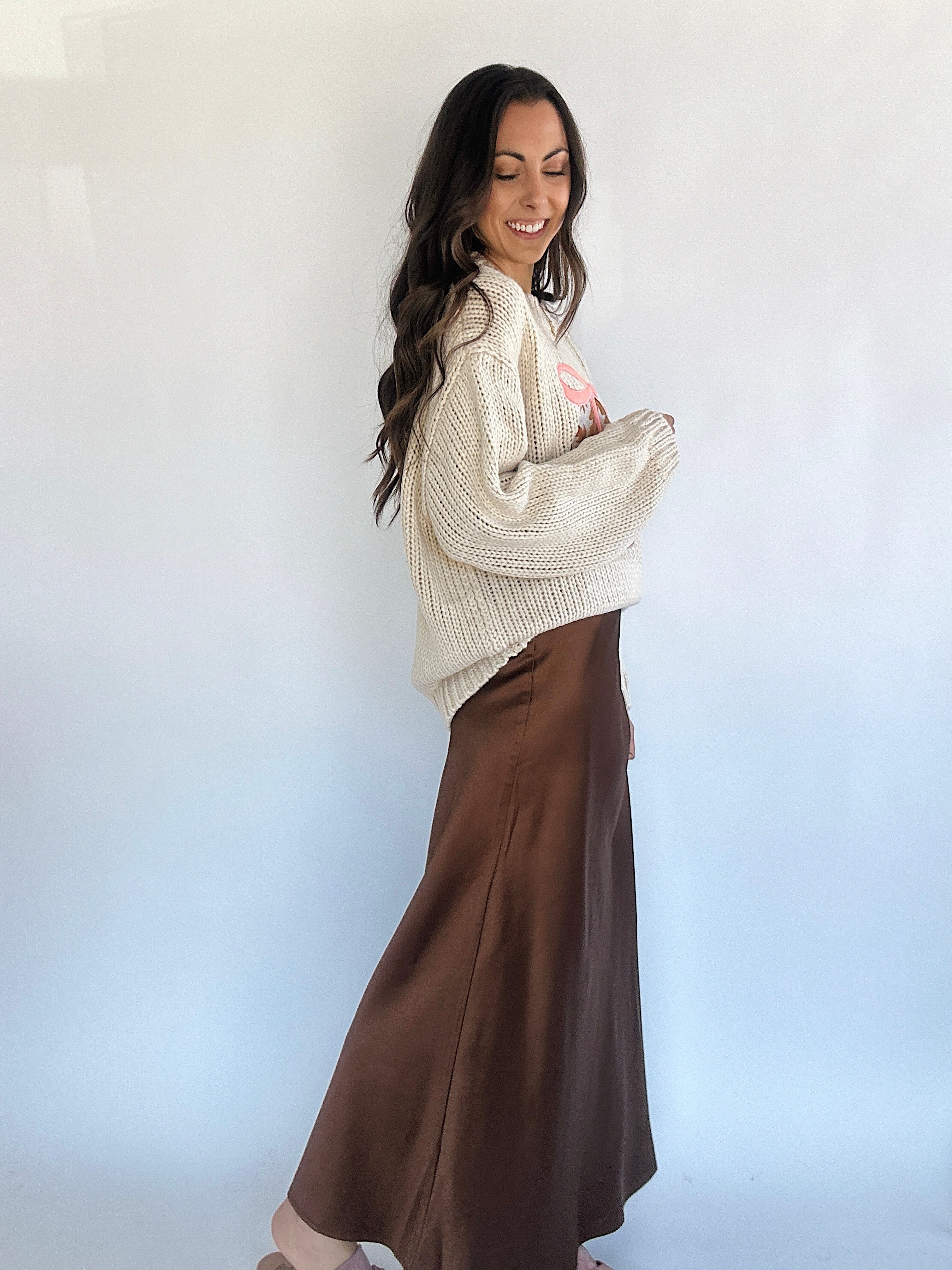 Follow On Satin Midi Skirt – Blue Magnolia