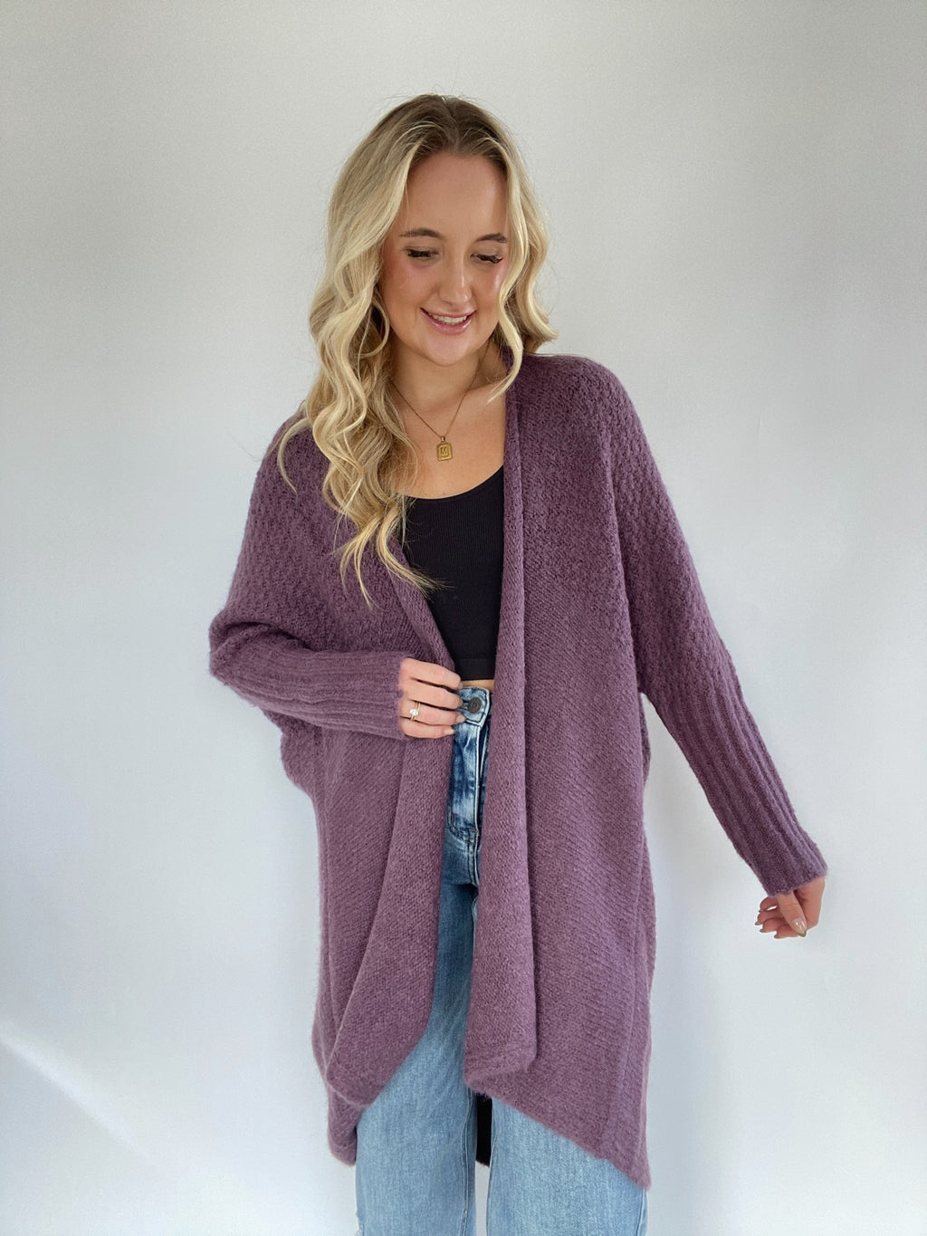 Down The Street Cardigan - Purple