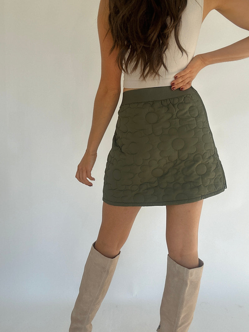 Flower Bomber Quilted Mini Skirt