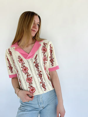 Rosanne Embroidered Knit Top