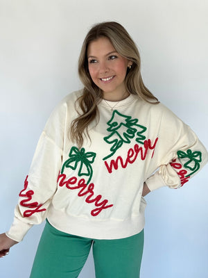 Merry Embroidered Pullover