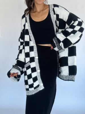 Encore Checkered Cardigan