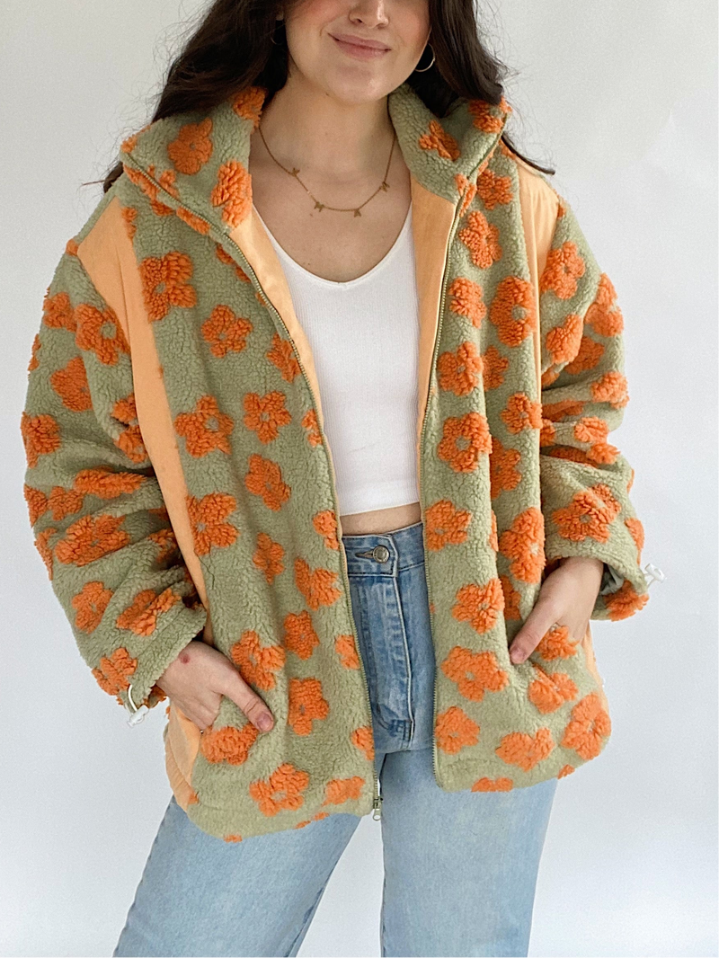 Feeling Good Flower Sherpa Jacket