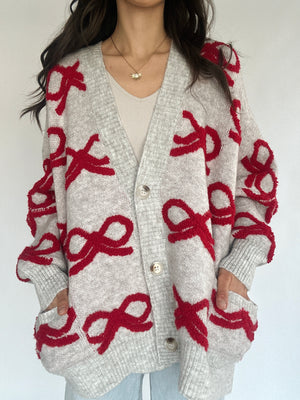 So True Bow Cardigan - Red