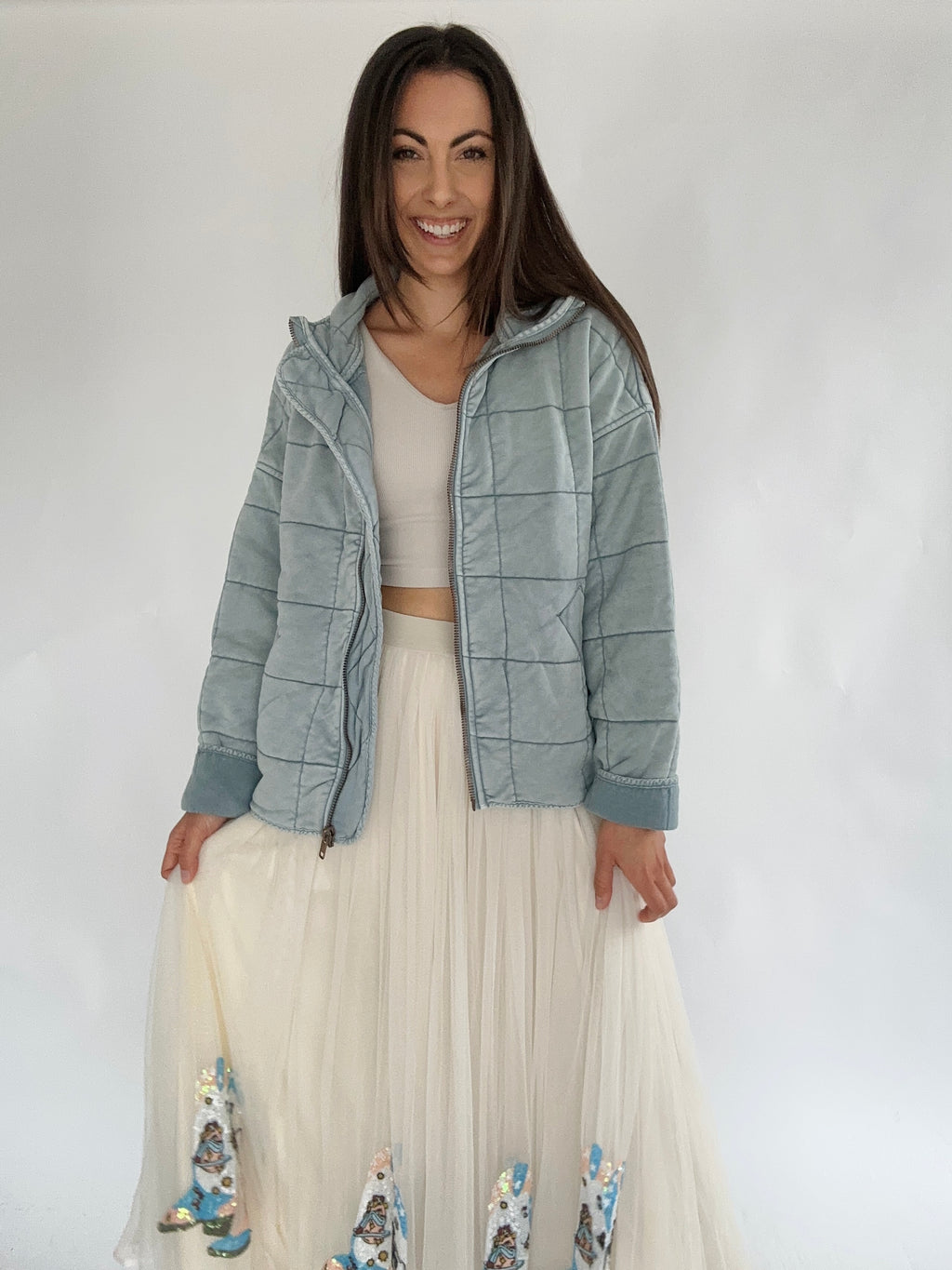 All Good Quilted Jacket - Light Blue