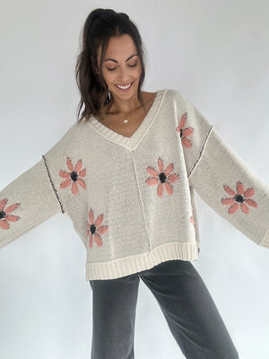 Caught Your Eye Daisy Sweater - Almond