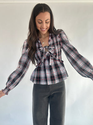 Lorelai Plaid Bow Top